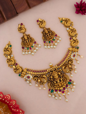 RUJVE JEWELLERY Brass, Copper Gold-plated Gold Jewellery Set(Pack of 1)