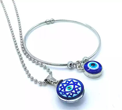 zebisco Stainless Steel Silver Blue, Silver Jewellery Set(Pack of 2)