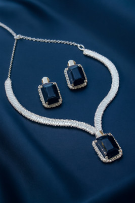 Alyra Alloy Rhodium Blue, Silver Jewellery Set(Pack of 1)