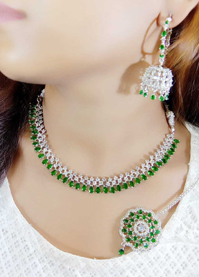 DENICRAAS Alloy Green, Silver Jewellery Set(Pack of 1)
