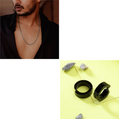 MAATRCHAAYA Stainless Steel Sterling Silver, Titanium Black, Silver Jewellery Set(Pack of 2)