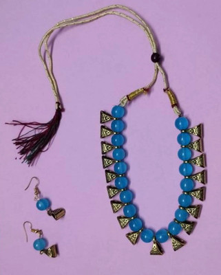 Aksh Enterprises Alloy Gold-plated Blue Jewellery Set(Pack of 1)