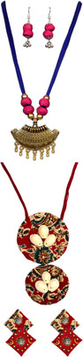 HOUSE OFF COMMON Oxidised Silver Blue, Pink, Gold, Multicolor Jewellery Set(Pack of 2)