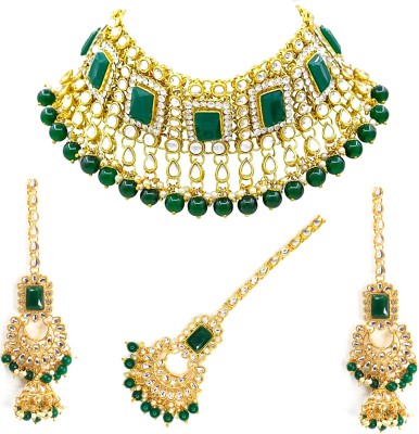 raj enterprises Alloy Gold-plated Green, Gold, White Jewellery Set(Pack of 1)