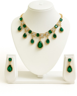 Bhadra shop Stone Green, Black, Red Jewellery Set(Pack of 1)
