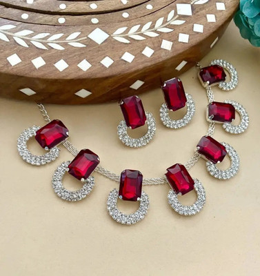 DENICRAAS Alloy Maroon Jewellery Set(Pack of 1)