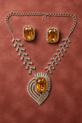 Nik Oxidised Silver Yellow Jewellery Set(Pack of 1)