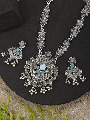DEGHLAM Zinc Silver Blue Jewellery Set(Pack of 3)