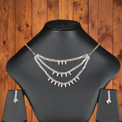 Shreeji Jewels Brass Rose Gold Jewellery Set(Pack of 2)