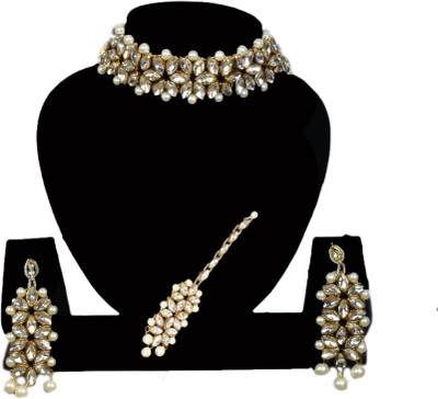 SADHANA COLLECTION Stone Gold-plated White Jewellery Set(Pack of 1)