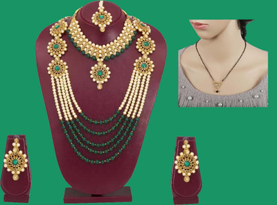 KAYAA Alloy Gold-plated Gold, Green Jewellery Set(Pack of 1)