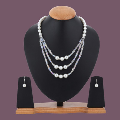 Dreamish Imitation Mother of Pearl, Alloy Sterling Silver White, Platinum Jewellery Set(Pack of 2)