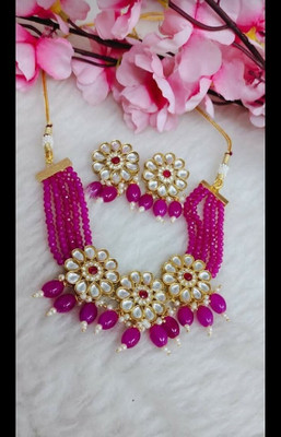 Nannu Alloy Pink Jewellery Set(Pack of 1)