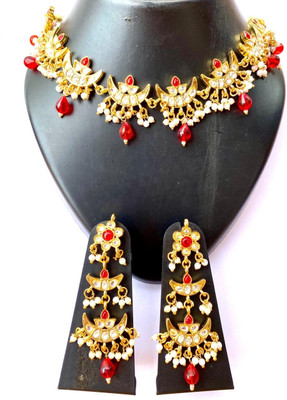 NIKYANKA Alloy Gold-plated Red Jewellery Set(Pack of 3)
