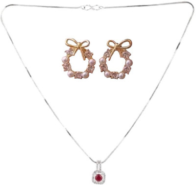 SKG Fashions Stone Maroon, White Jewellery Set(Pack of 1)