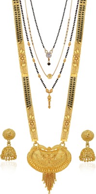 brado jewellery Pack of 4 Gold Plated 30 and 18 Inch with 1Pair of Earring for Women Brass Mangalsutra