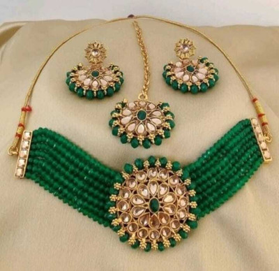 Akansha Fashion Alloy Gold-plated Green Jewellery Set(Pack of 1)
