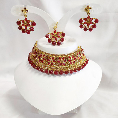 SERAT FAB Alloy Gold-plated Maroon Jewellery Set(Pack of 1)