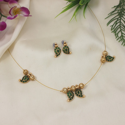 Jewwel Alloy Gold-plated Green Jewellery Set(Pack of 2)