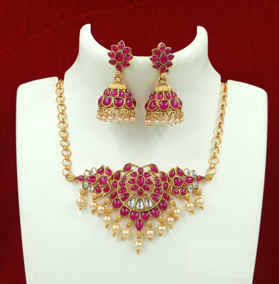 Shilpa Creation Alloy Gold-plated Pink Jewellery Set(Pack of 1)