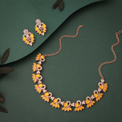 Vedda Brass Gold-plated Rose Gold, Yellow, White Jewellery Set(Pack of 1)