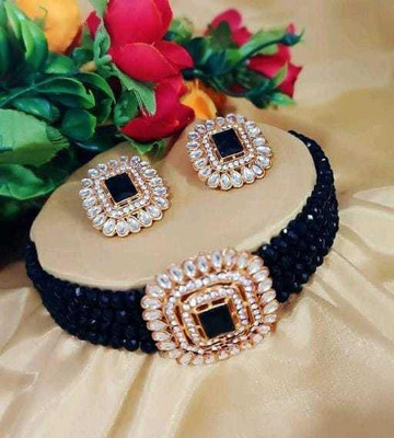 Ronak Fashion Alloy Gold-plated Black Jewellery Set(Pack of 1)
