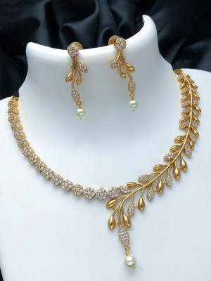 Romil Brass Gold-plated White Jewellery Set(Pack of 1)