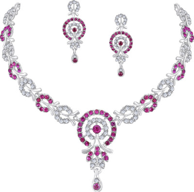 Atasi International Alloy Rhodium Silver, Pink Jewellery Set(Pack of 2)