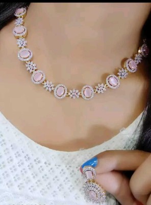 SUNIL Alloy Silver Pink Jewellery Set(Pack of 1)