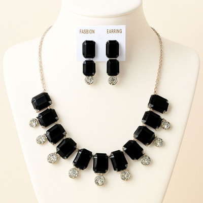 Amoha Lifestyle Brass, Alloy Silver Black Jewellery Set(Pack of 3)
