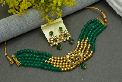 Ruhi Brass, Mother of Pearl, Alloy Green, Gold Jewellery Set(Pack of 1)