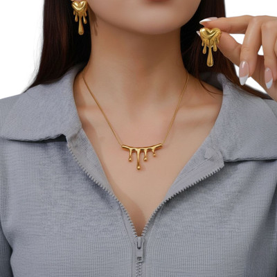 19th July Jewels Stainless Steel Gold Jewellery Set(Pack of 1)