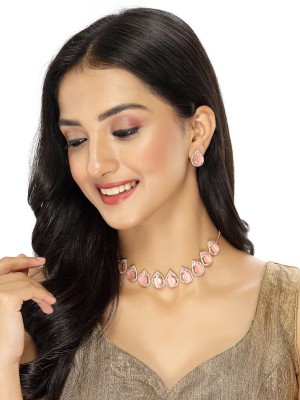 Sukkhi Alloy Gold-plated Pink Jewellery Set(Pack of 1)