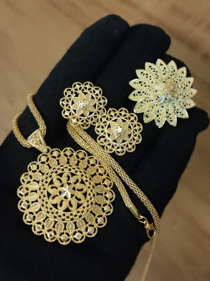 OmKrishiv Brass Gold-plated Gold Jewellery Set(Pack of 3)