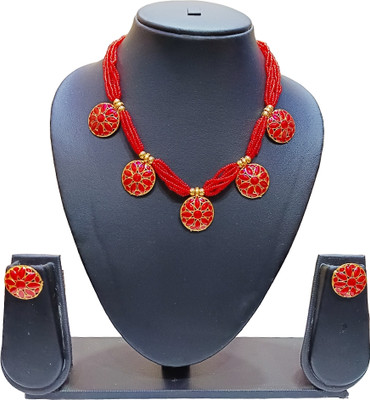 Sky Fashion Copper Gold-plated Red Jewellery Set(Pack of 1)