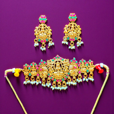 Aroras Bridal & Fashion Jewellery Copper Gold-plated Gold Jewellery Set(Pack of 1)