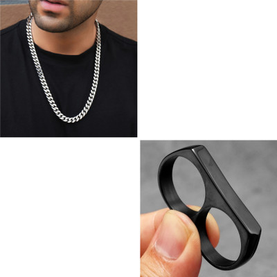 MAATRCHAAYA Stainless Steel Titanium, Sterling Silver Black, Silver Jewellery Set(Pack of 2)