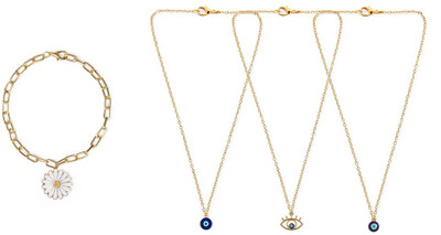 EnlightenMani Alloy Gold-plated Blue, White Jewellery Set(Pack of 4)