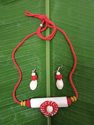 Soundarya boutique Fabric Red, White Jewellery Set(Pack of 1)