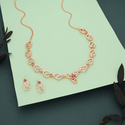 Alasca Brass Gold-plated Rose Gold, White, Pink Jewellery Set(Pack of 1)