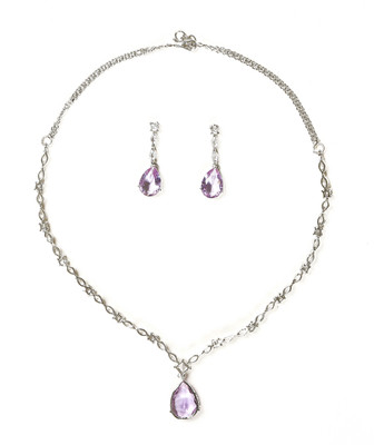 RANIT CREATION Brass Rhodium Purple Jewellery Set(Pack of 1)