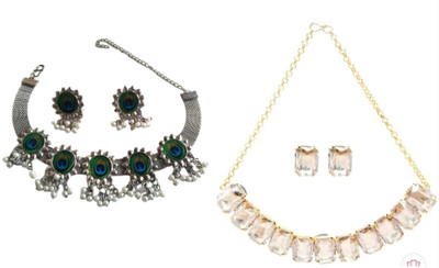 JMBW INTERNATIONAL Alloy Silver, Blue, Green, White Jewellery Set(Pack of 2)