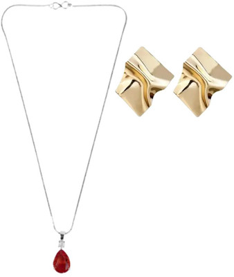 SKG Fashions Stone Red, Gold Jewellery Set(Pack of 1)