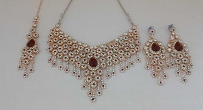 Marsify World Brass, Alloy Sterling Silver Red, Ruby Red Jewellery Set(Pack of 1)