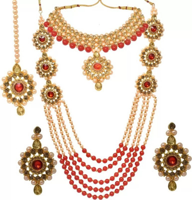 Ruhi Alloy Red Jewellery Set(Pack of 1)