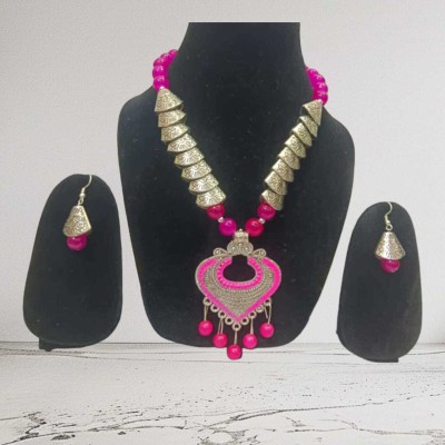 samarth fashion Brass Gold-plated Pink Jewellery Set(Pack of 1)