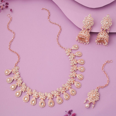 brado jewellery Brass Gold-plated Rose Gold, White Jewellery Set(Pack of 1)