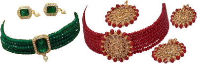 JMBW INTERNATIONAL Alloy Green, Red Jewellery Set(Pack of 2)