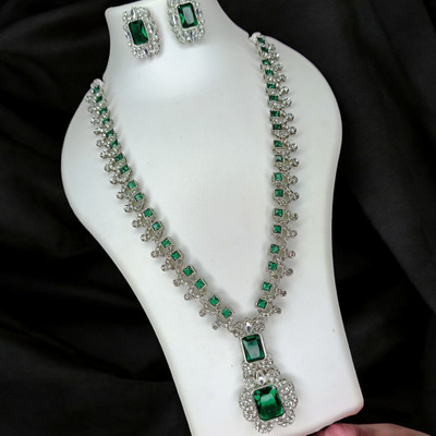 TWOLOVER Alloy Rhodium Green Jewellery Set(Pack of 1)