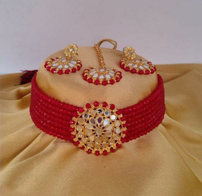 house of common Alloy Gold-plated Red Jewellery Set(Pack of 1)